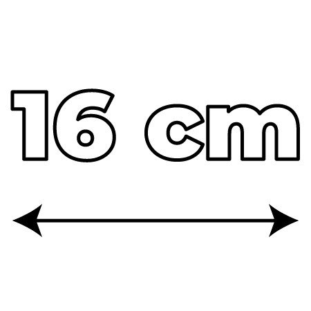 Icon showing 16 cm ergonomic handles for better grip and comfort