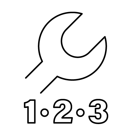 Icon representing easy and quick assembly of the equipment