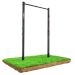 Outdoor pull-up bar with steel posts installed in grass for backyard calisthenics training