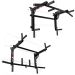 Wall-mounted pull-up and dip station with multi-grip handles for home gym training