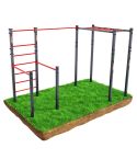 K-Sport calisthenics station with red monkey bars on grass
