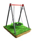 Children's swing with a green nest swing in the garden