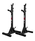 K-Sport heavy-duty barbell squat rack with adjustable height and durable steel construction, side view