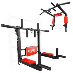 2-in-1 pull-up and dip station for Swedish ladder wall bars with adjustable arm supports