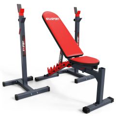 Barbell stands with weight bench