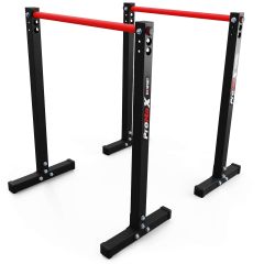 Adjustable dip bars by K-Sport in black with red handles