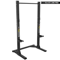 Black Line Pro heavy-duty squat rack with pull-up bar for professional home gym strength training