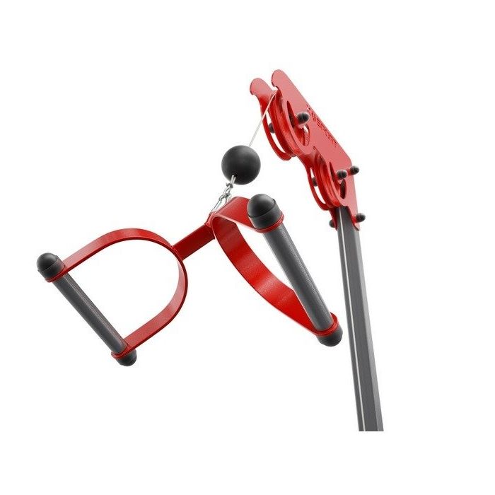 Double stirrup handle cable attachment outlet