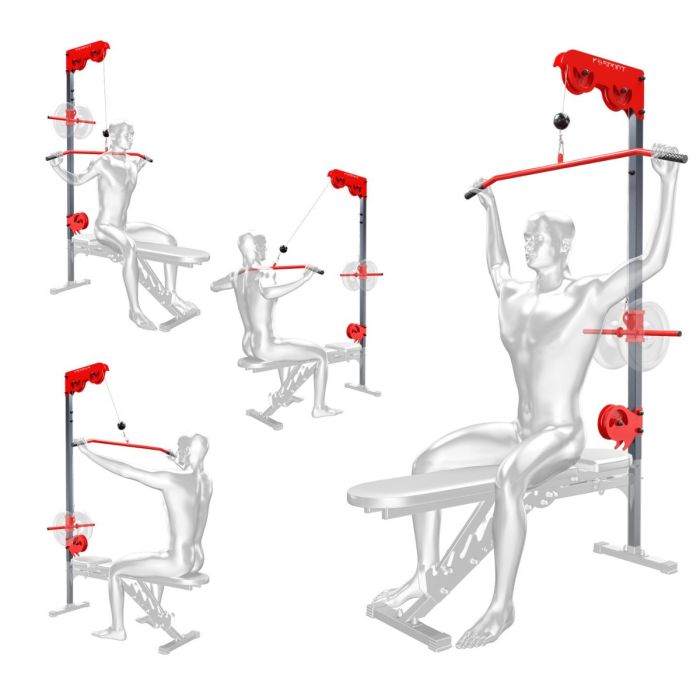 Weight bench with shop lat pulldown