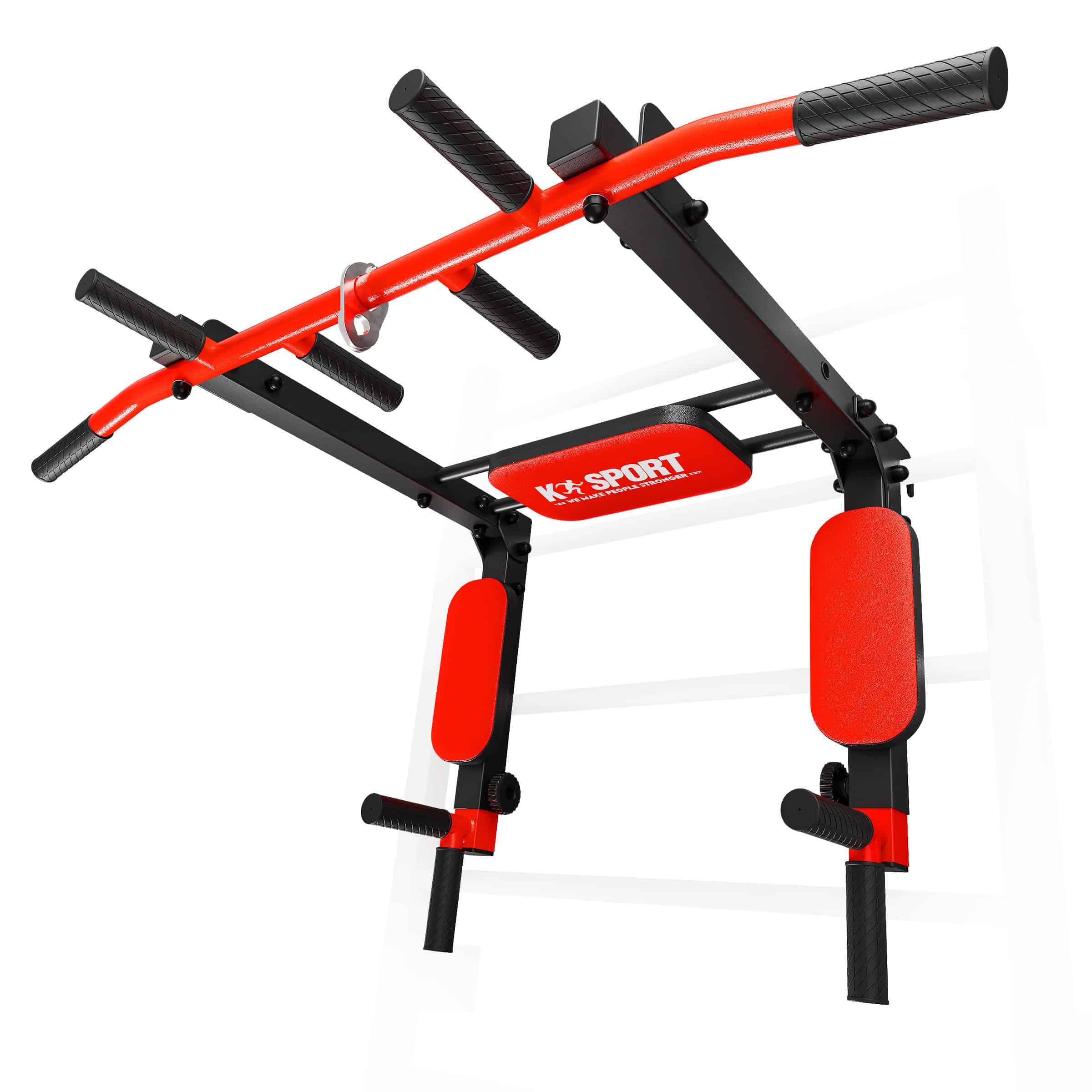 Pull-up bar configuration of the K-Sport 2-in-1 station with vertical pads and multiple grip positions