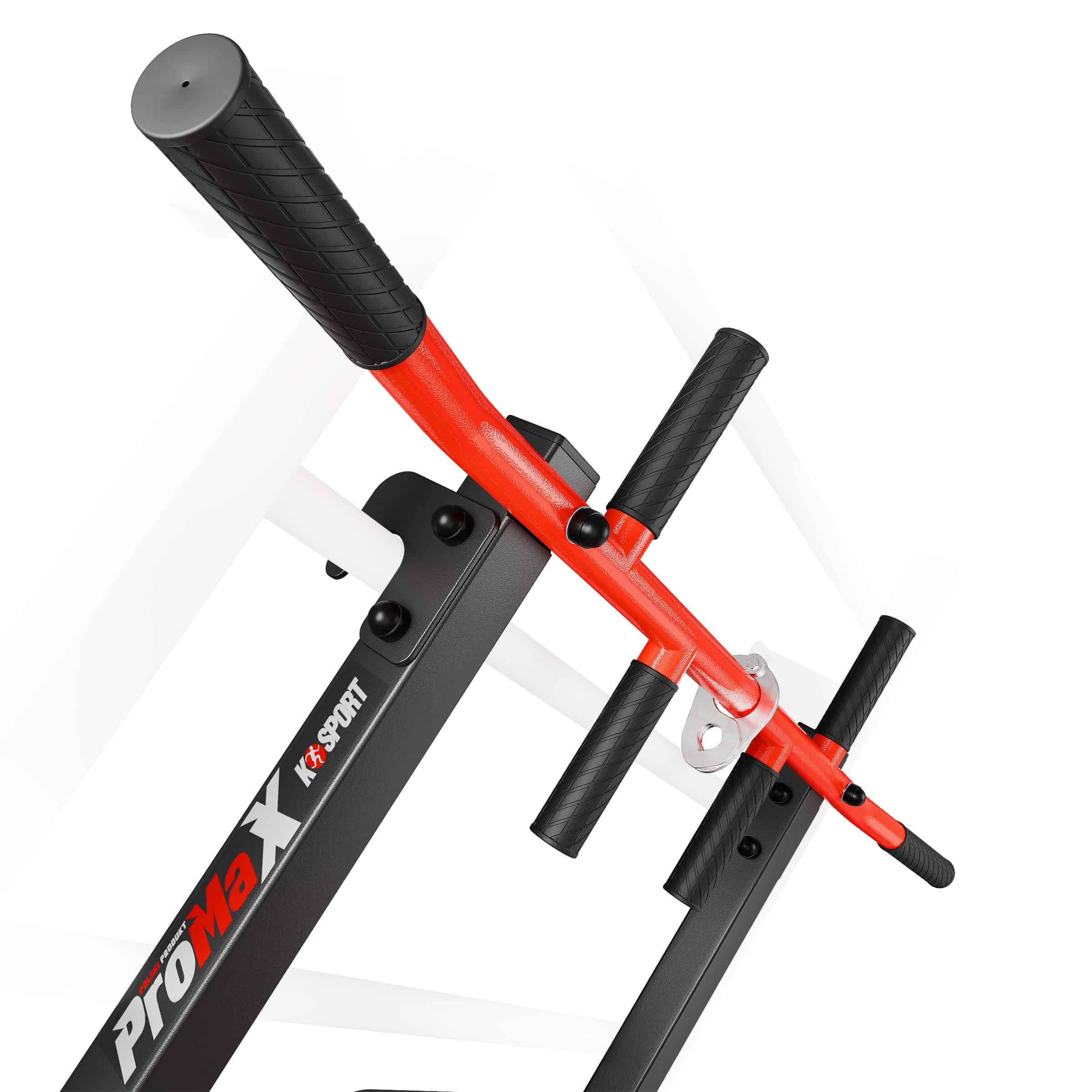 Close-up of the pull-up bar handle and frame attachment on the multifunctional workout station