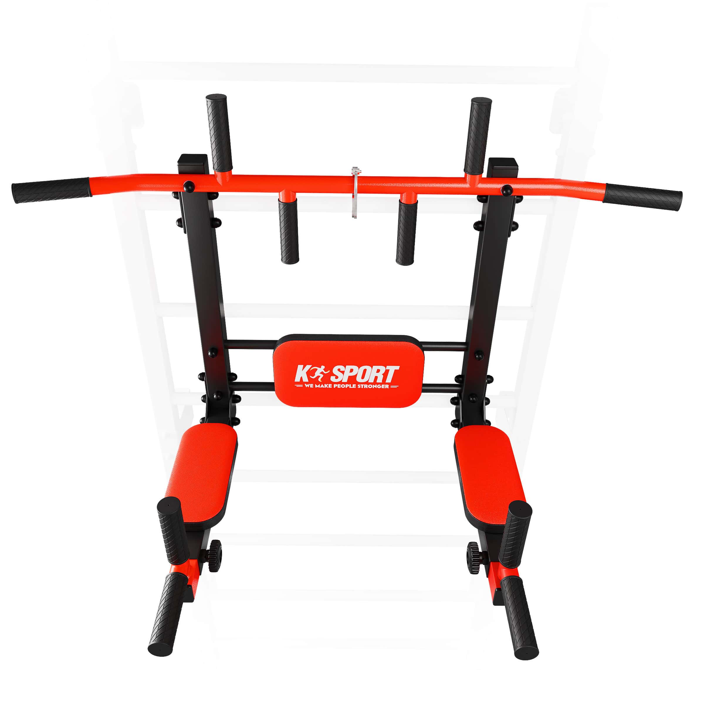 Top-down view of the K-Sport 2-in-1 workout station showcasing all handles and pads