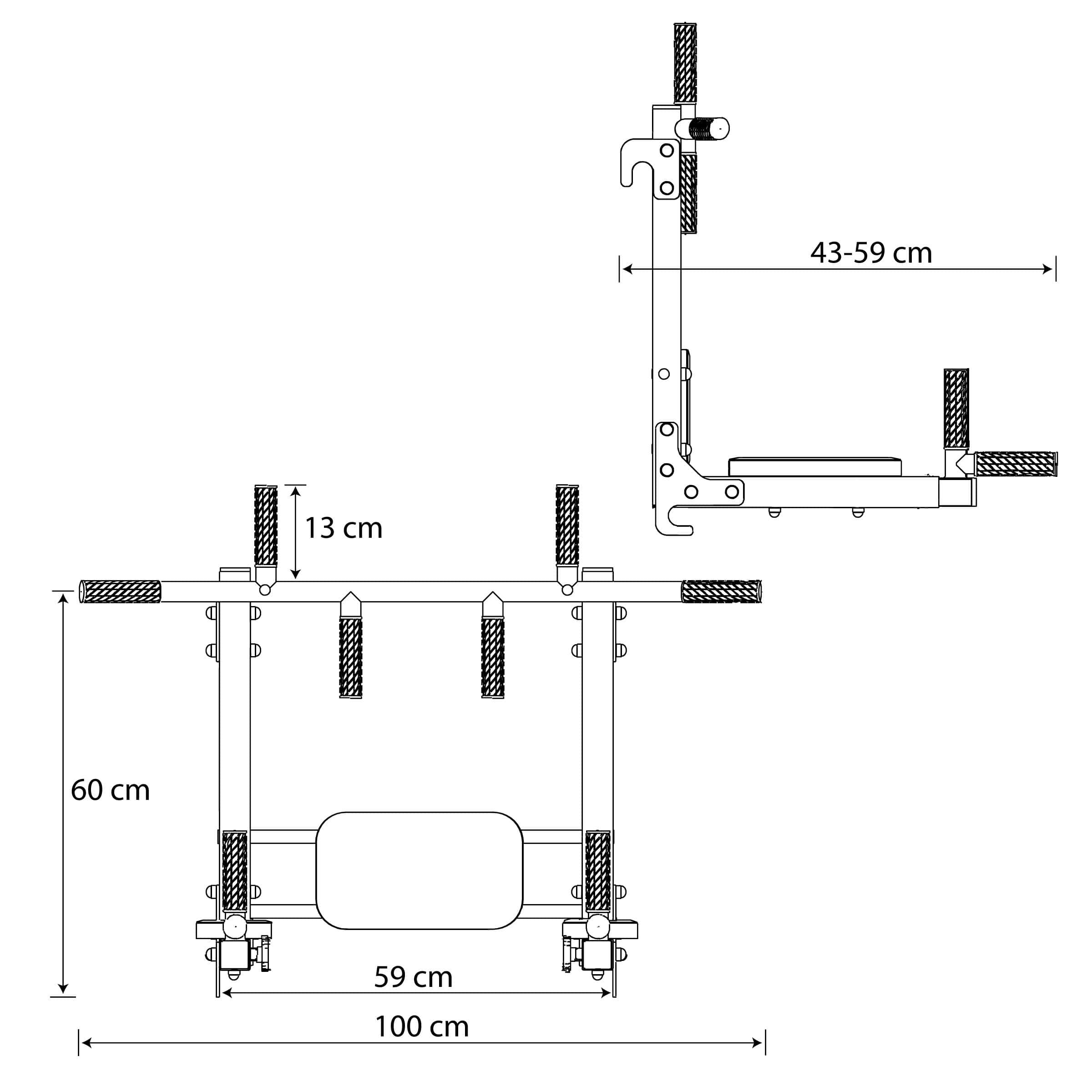 Technical data - Chin up bar and dip bar for swedish ladder