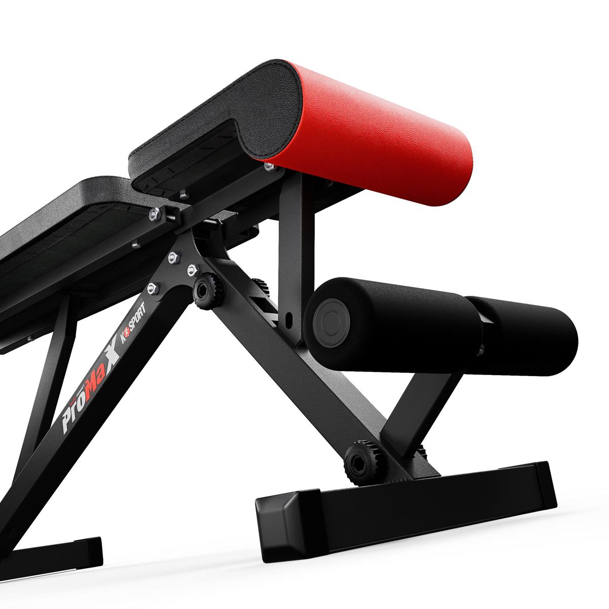 Close-up of the underside structure and padding of the K-Sport ProMax weight lifting bench
