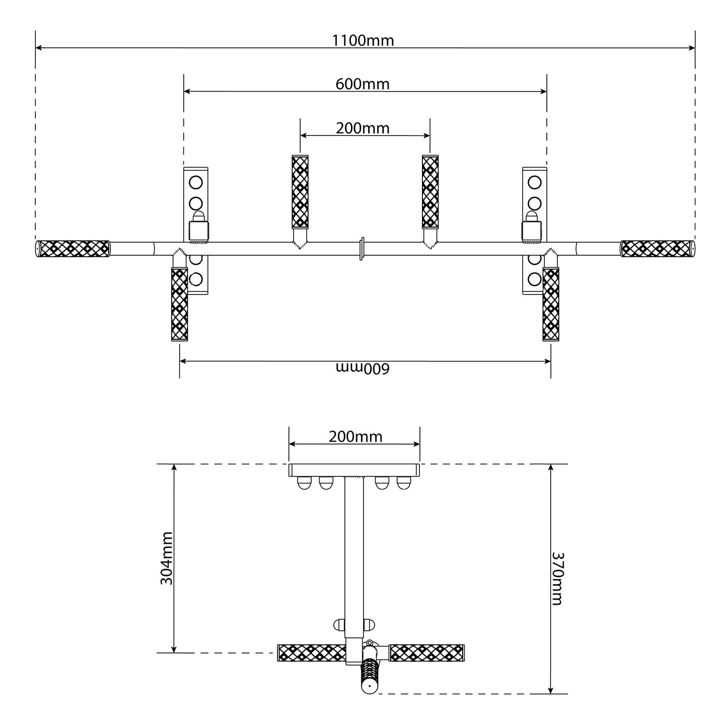 Technical Data - Ceiling Mounted Pull Up Bar + Punch Bag Holder