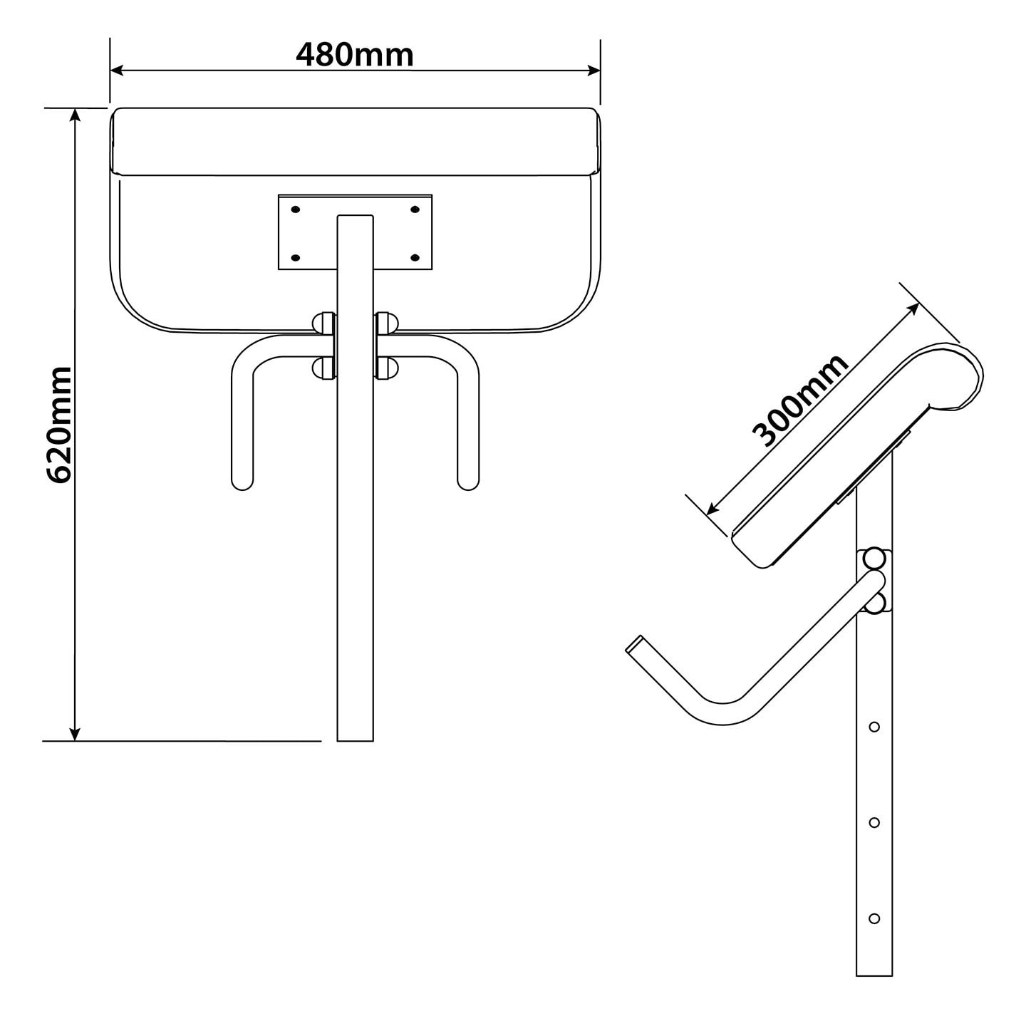 Technical Specifications - Curlpult with Bar Catch for Weight Bench