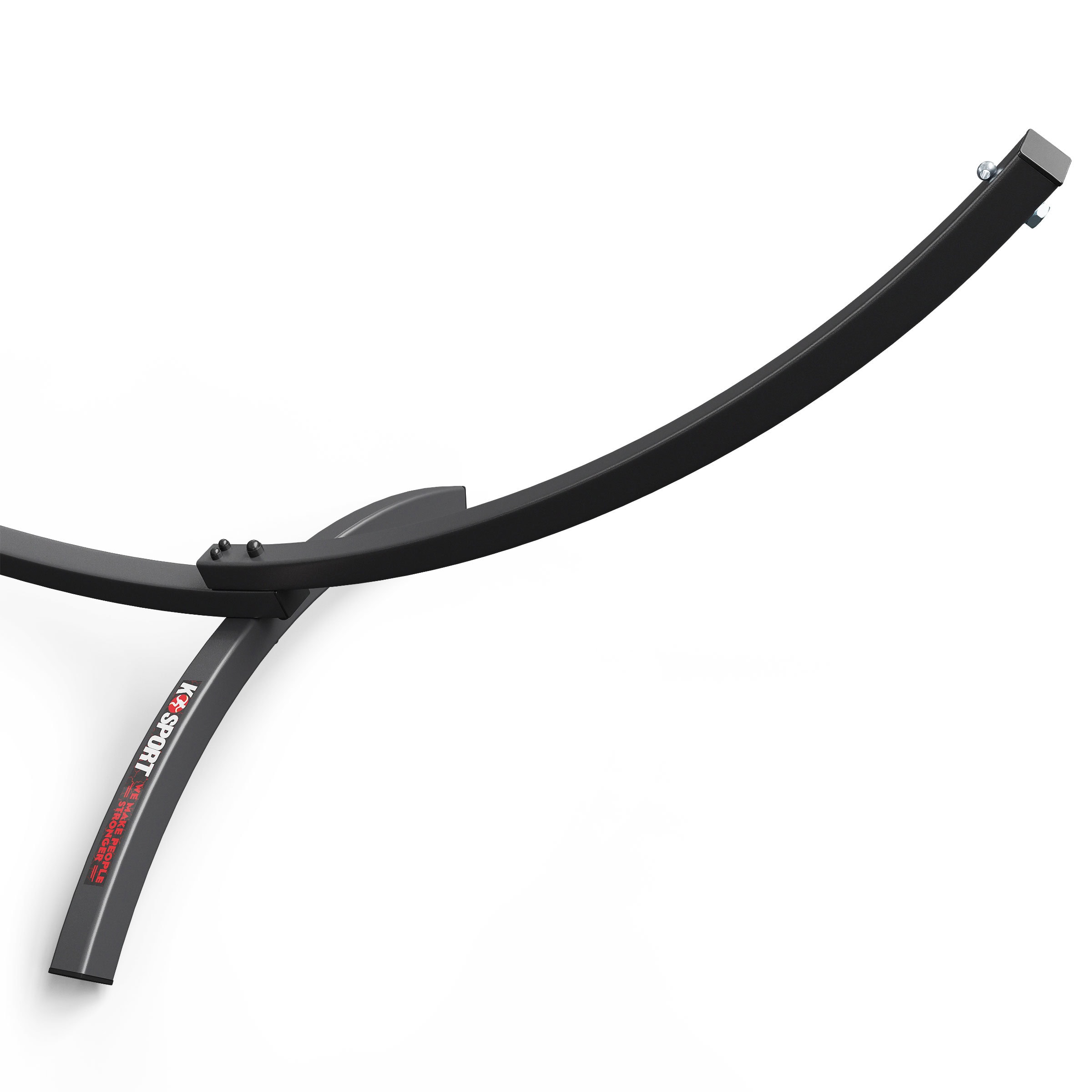 Side profile of the curved hammock stand