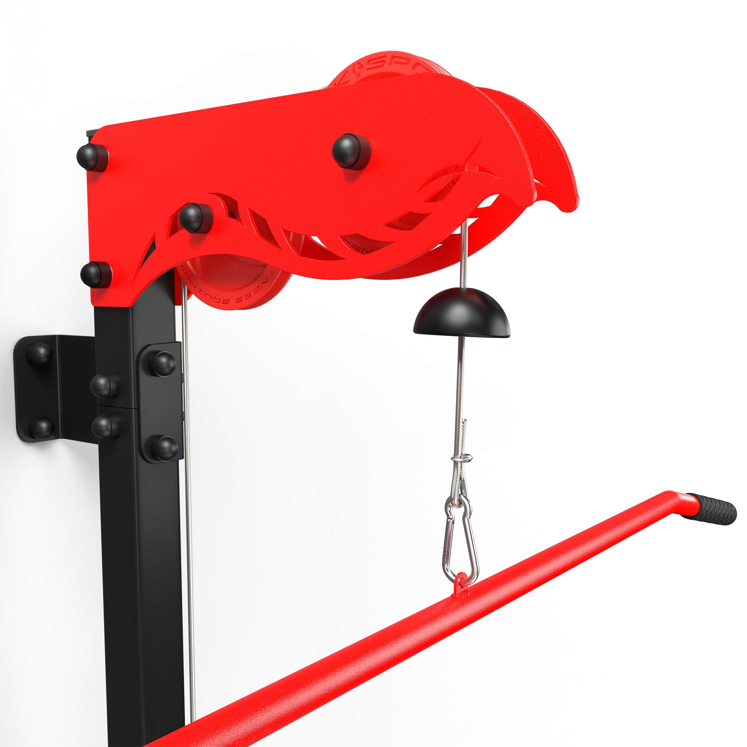 Upper cable pull mechanism and pulley, mounted on the wall