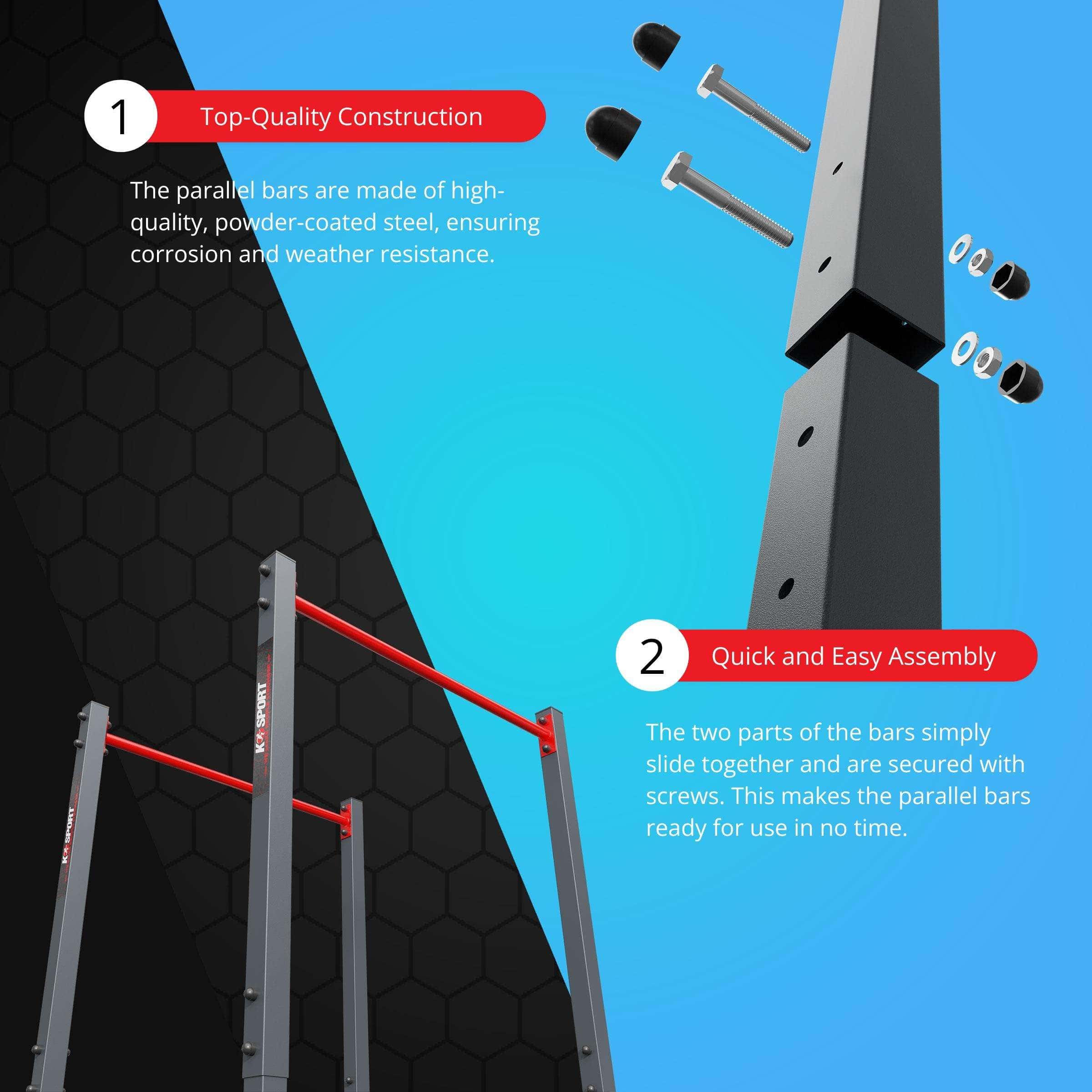 Disassembled parts of the parallel bars