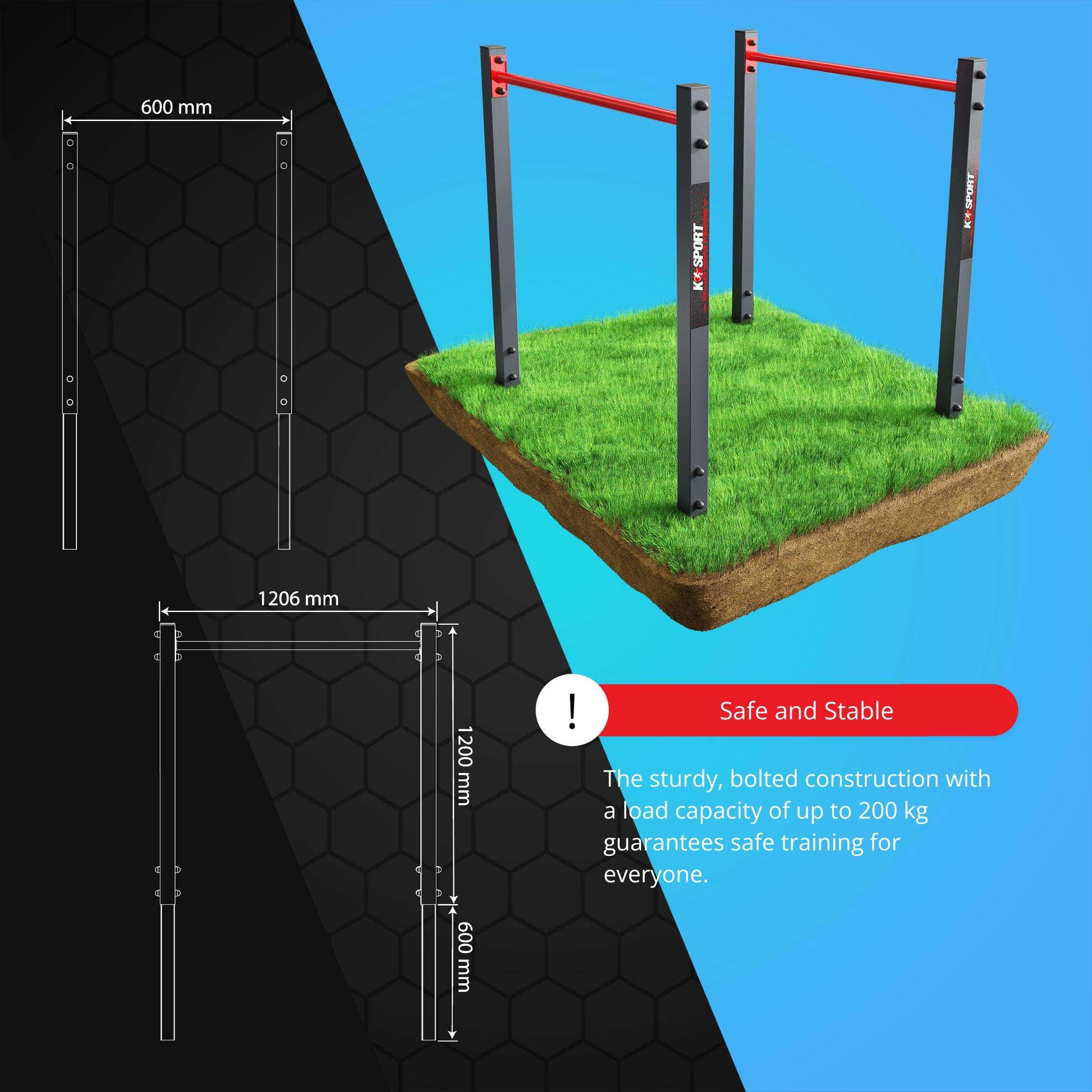Technical drawing of the parallel bars