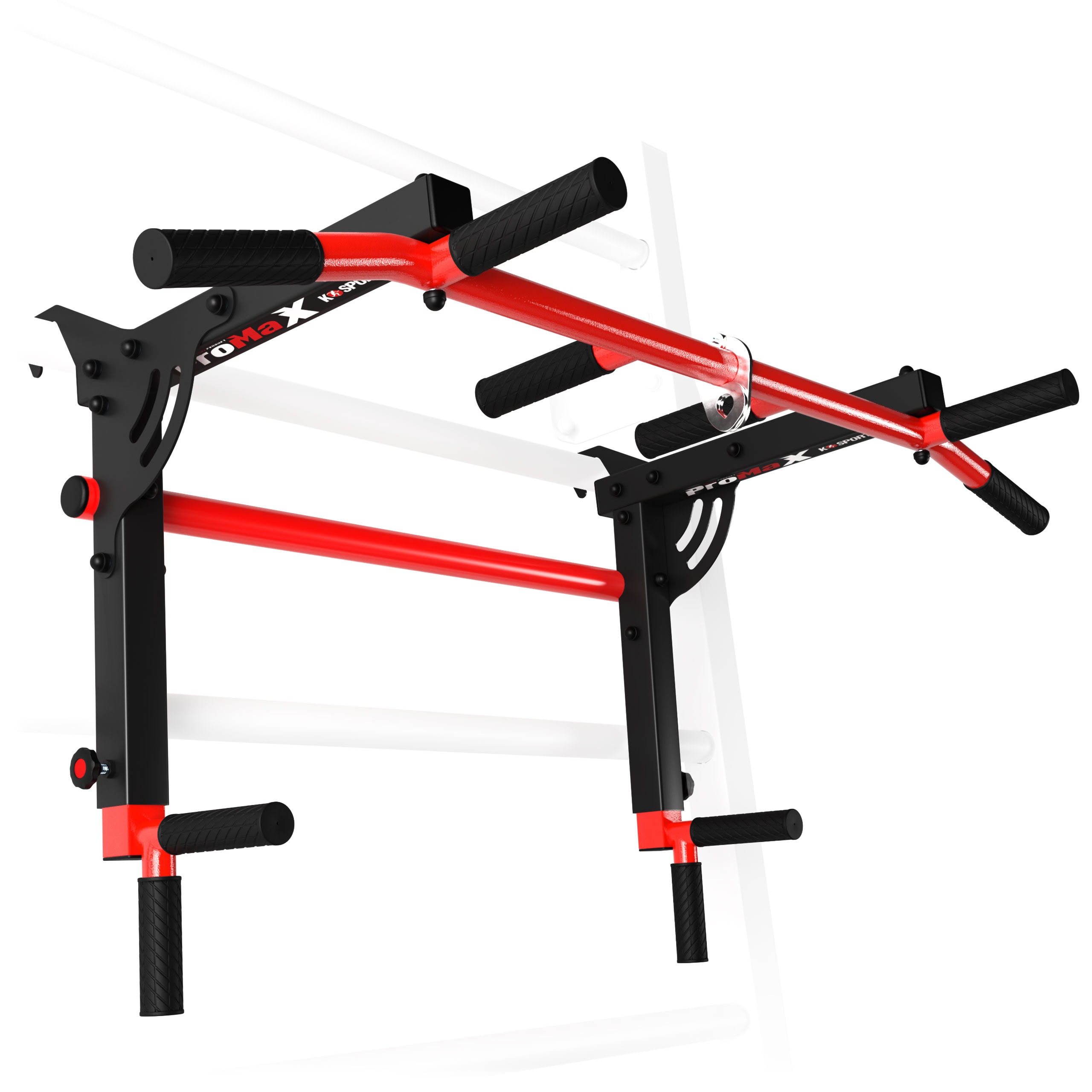 Pull up bar for mounting on a Swedish ladder, with non-slip grips