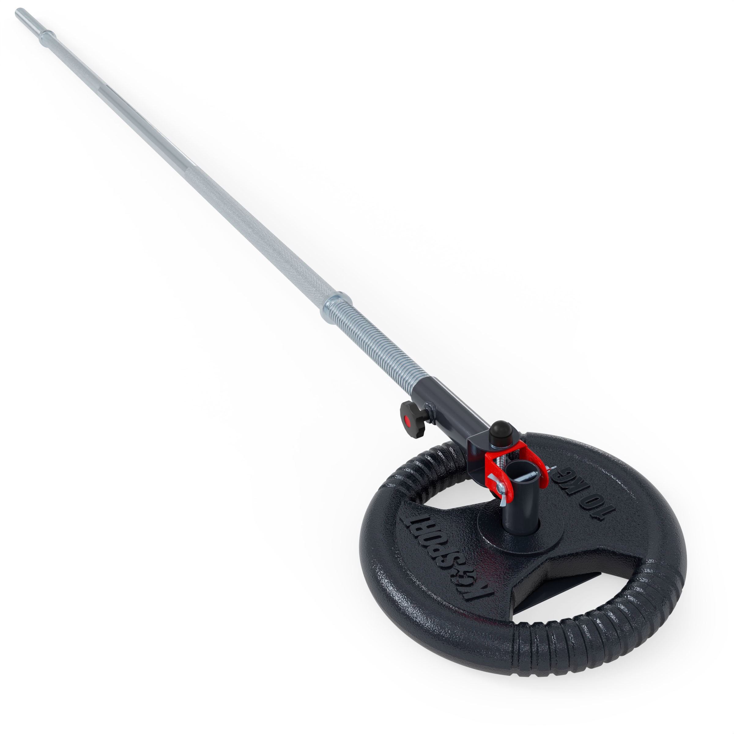 T bar with barbell and weight plate