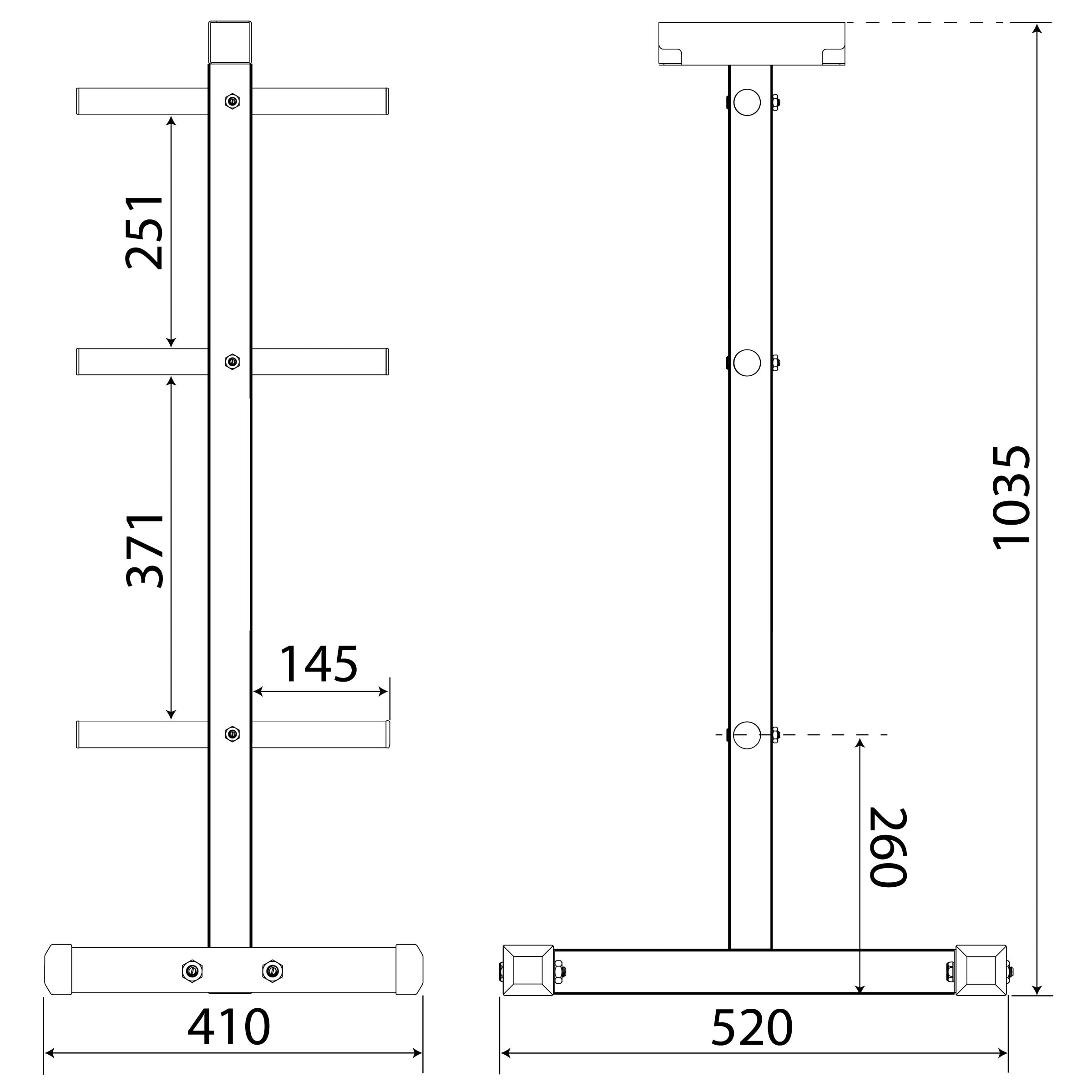 Technical Specifications - Vertical Dumbbell Rack