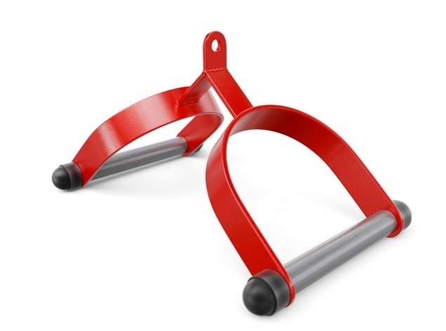 Double stirrup handle cable attachment outlet