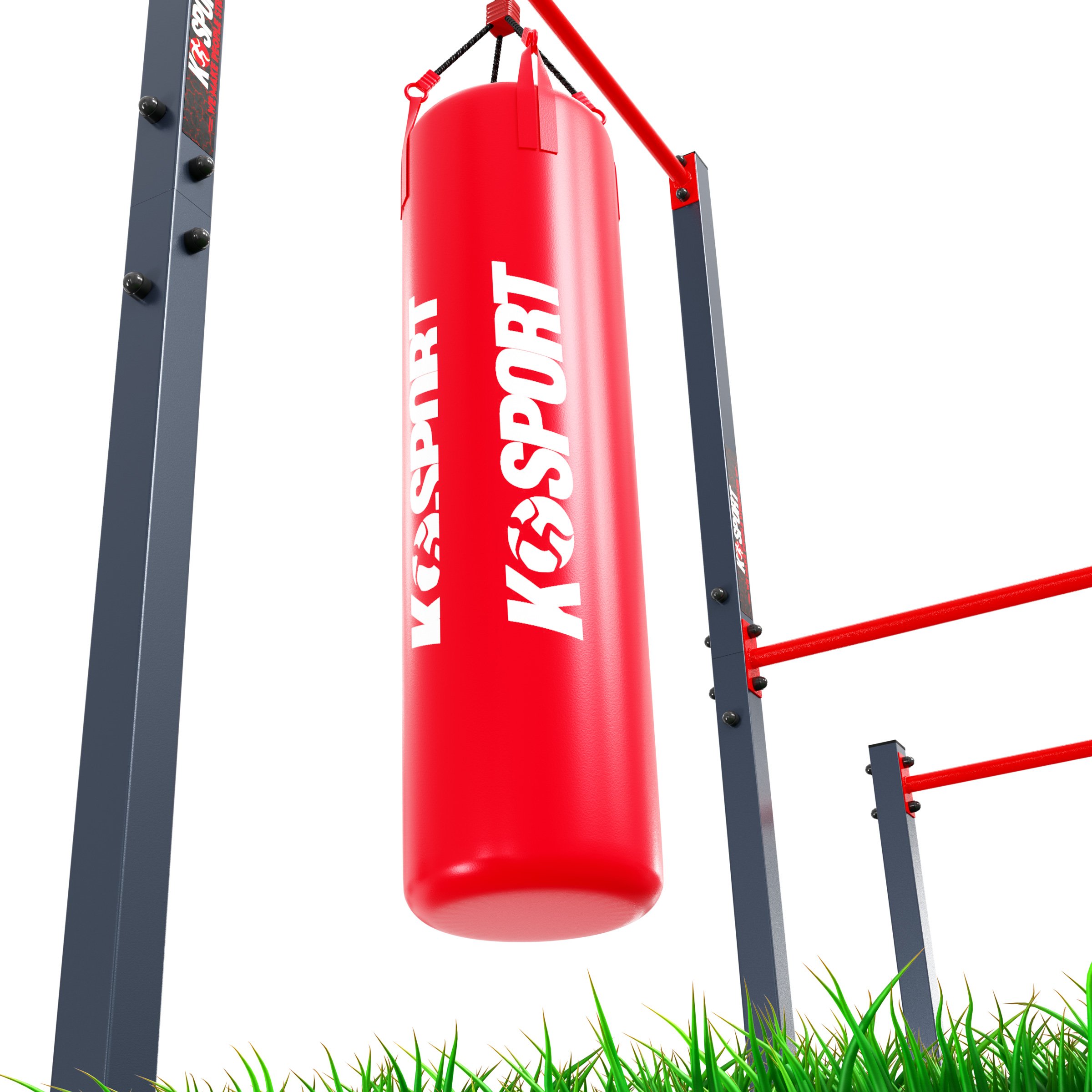 Dip station with punching bag outlet