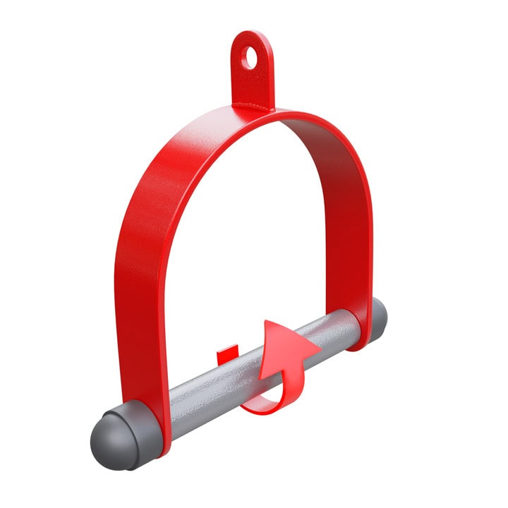 Single stirrup handle cable attachment details