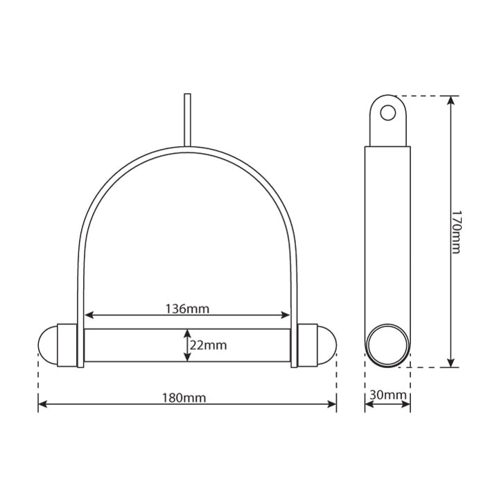 Technical data - Single stirrup handle cable attachment