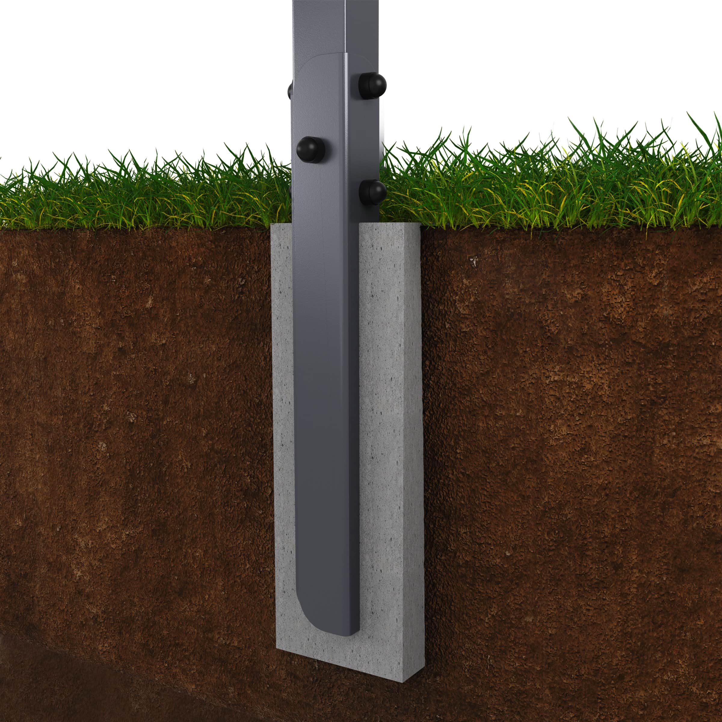 Anchoring of the outdoor pull-up bar in a concrete foundation for secure ground installation