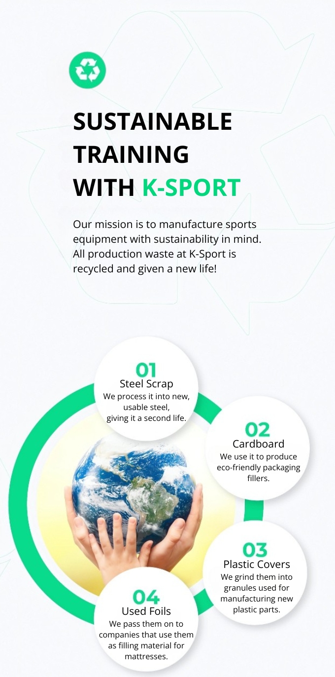 Sustainable production at K-Sport – recycling of steel, cardboard, plastic, and foils for eco-friendly sports equipment